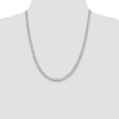 Sterling Silver Rhodium-plated 5mm Beveled Curb Chain
