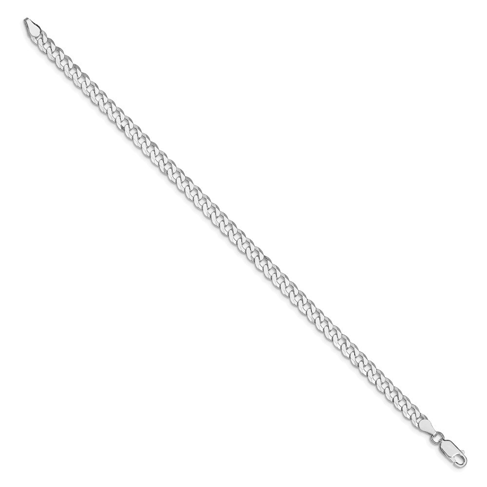 Sterling Silver Rhodium-plated 5mm Beveled Curb Chain