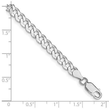 Sterling Silver Rhodium-plated 5mm Beveled Curb Chain