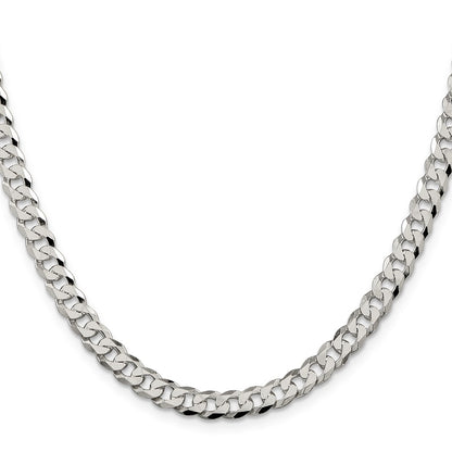 Sterling Silver 6mm Beveled Curb Chain