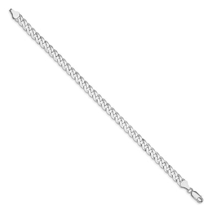 Sterling Silver Rhodium-plated 6mm Beveled Curb Chain