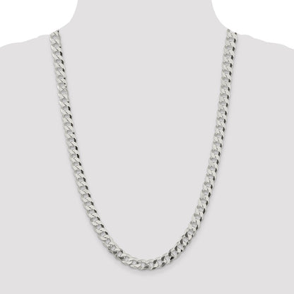 Sterling Silver 8.5mm Beveled Curb Chain