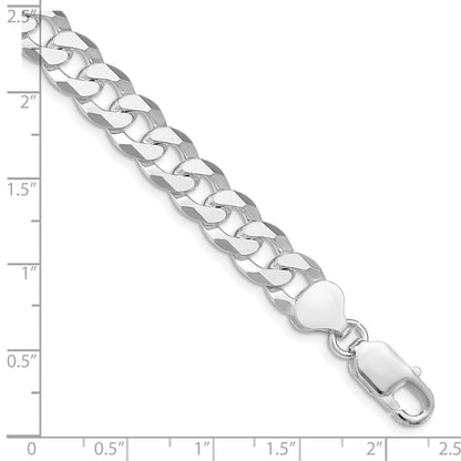 Sterling Silver Rhodium-plated 8.5mm Beveled Curb Chain