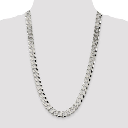 Sterling Silver 12.3mm Beveled Curb Chain