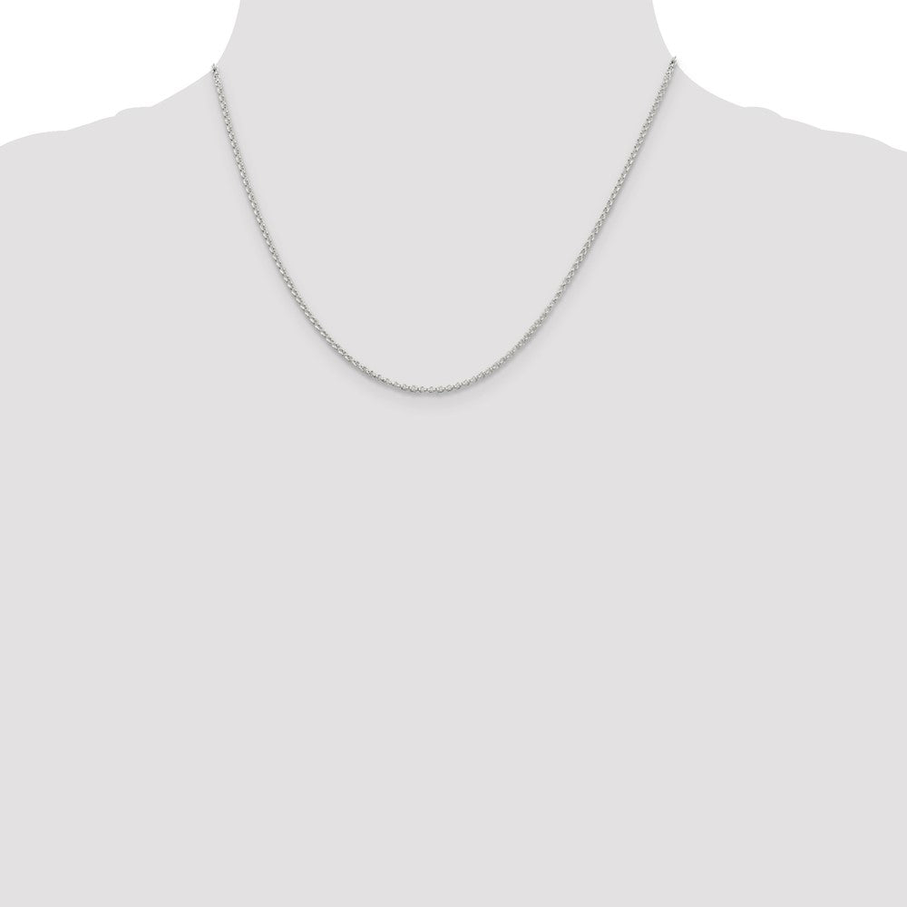 Sterling Silver Rhodium-plated 1.5mm Rolo Chain with a 2 inch extention