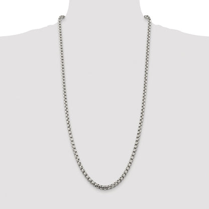 Sterling Silver Rhodium-plated 5.2mm Round Box Chain