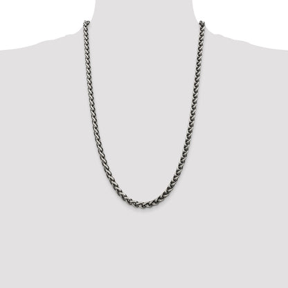 Sterling Silver Antiqued 6mm Round Spiga Chain