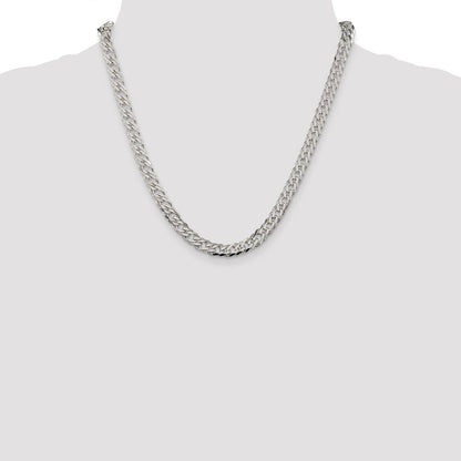 Sterling Silver 6.25mm 6 Side D/C Flat Double Curb Chain