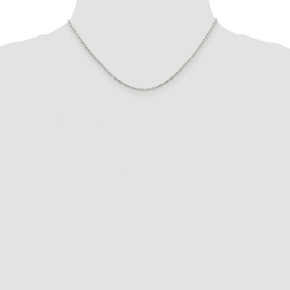 Sterling Silver Rhodium-plated 1.75mm Elongated Open Link Chain