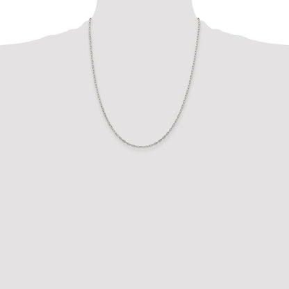 Sterling Silver Rhodium-plated 1.75mm Elongated Open Link Chain