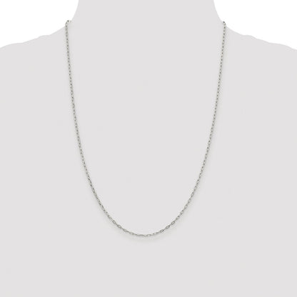 Sterling Silver Rhodium-plated 1.75mm Elongated Open Link Chain