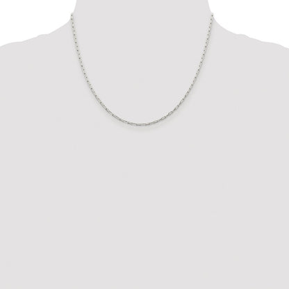 Sterling Silver Rhodium-plated 2mm Elongated Open Link Chain