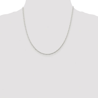 Sterling Silver Rhodium-plated 2mm Elongated Open Link Chain