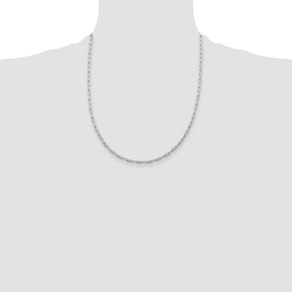 Sterling Silver Rhodium-plated 2mm Elongated Open Link Chain
