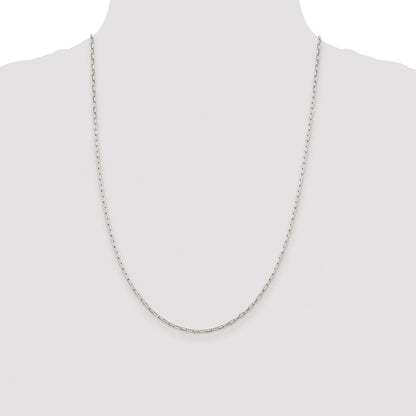 Sterling Silver Rhodium-plated 2mm Elongated Open Link Chain