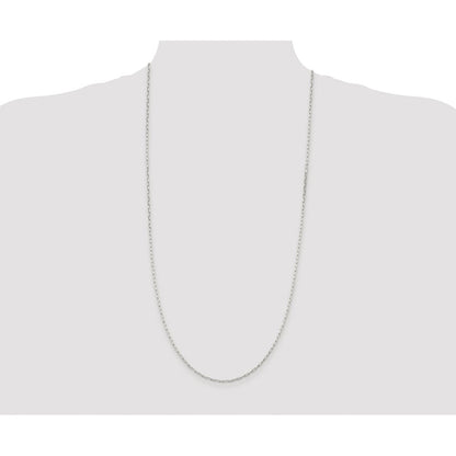 Sterling Silver Rhodium-plated 2mm Elongated Open Link Chain