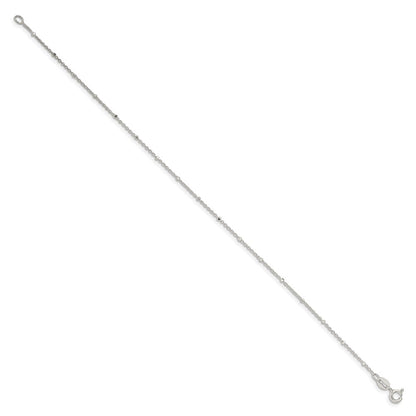 Sterling Silver 1.25mm Rolo with Beads Chain Anklet
