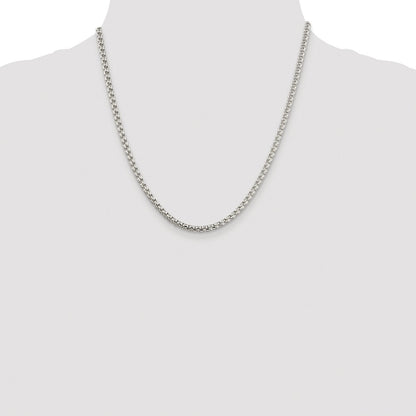 Sterling Silver Rhodium-plated 3.6mm Round Box Chain