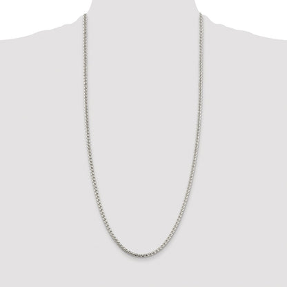 Sterling Silver Rhodium-plated 3.6mm Round Box Chain
