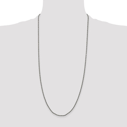 Sterling Silver Ruthenium-plated 1.7mm Twisted Tight Wheat Chain
