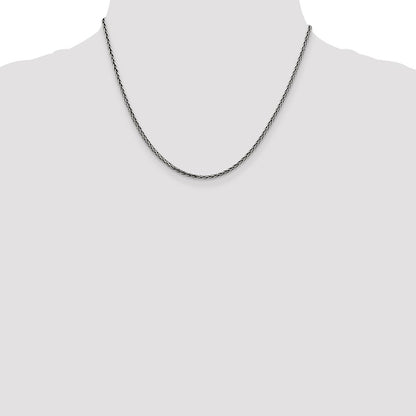 Sterling Silver Antiqued 2.2mm Solid Square Spiga Chain