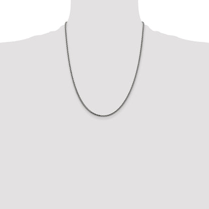Sterling Silver Antiqued 2.2mm Solid Square Spiga Chain