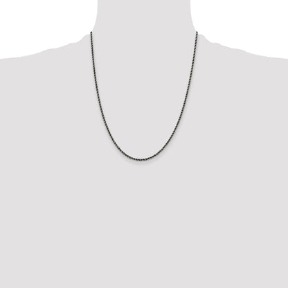 Sterling Silver Ruthenium-plated 2.3mm Rope Chain