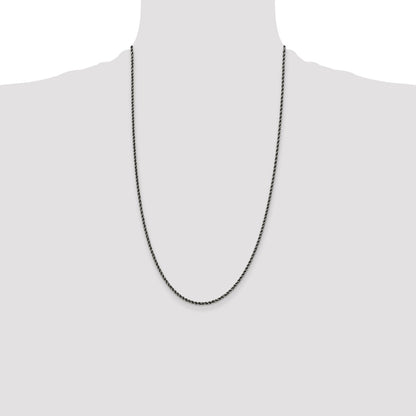 Sterling Silver Ruthenium-plated 2.3mm Rope Chain