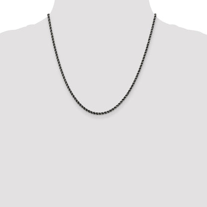 Sterling Silver Ruthenium-plated 2.9mm Rope Chain