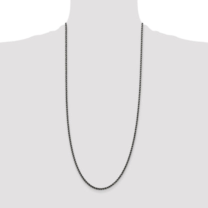 Sterling Silver Ruthenium-plated 2.9mm Rope Chain