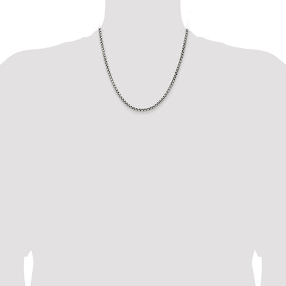 Sterling Silver Antiqued 3.6mm Round Box Chain