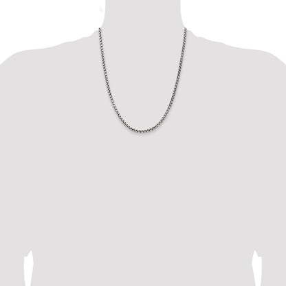 Sterling Silver Antiqued 3.6mm Round Box Chain