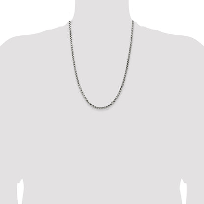 Sterling Silver Antiqued 3.6mm Round Box Chain