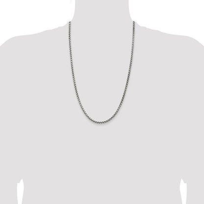 Sterling Silver Antiqued 3.6mm Round Box Chain