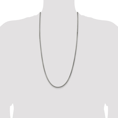Sterling Silver Antiqued 3.6mm Round Box Chain