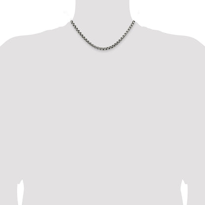 Sterling Silver Antiqued 5.2mm Round Box Chain