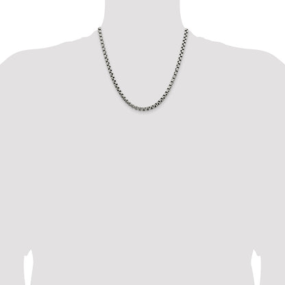 Sterling Silver Antiqued 5.2mm Round Box Chain
