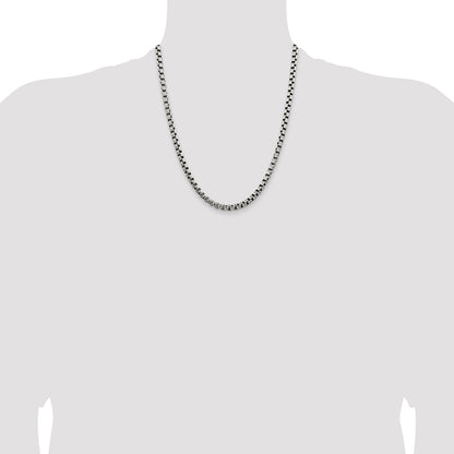 Sterling Silver Antiqued 5.2mm Round Box Chain