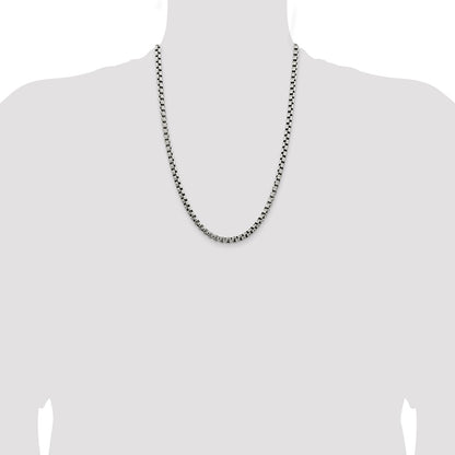 Sterling Silver Antiqued 5.2mm Round Box Chain