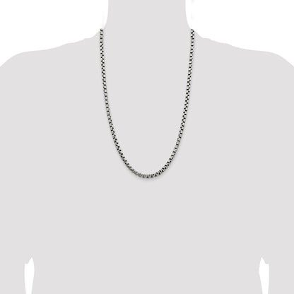 Sterling Silver Antiqued 5.2mm Round Box Chain