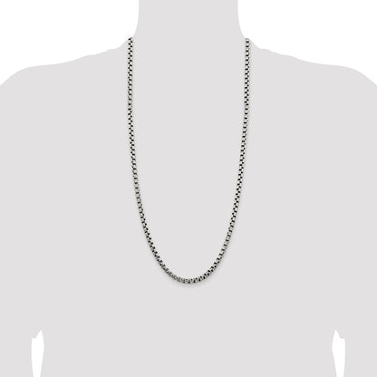 Sterling Silver Antiqued 5.2mm Round Box Chain