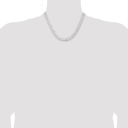 Sterling Silver 7.75mm 6 Side D/C Flat Double Curb Chain