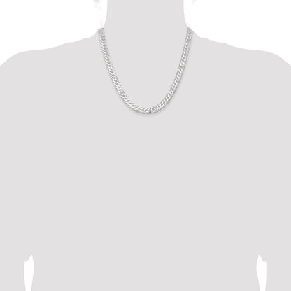 Sterling Silver 7.75mm 6 Side D/C Flat Double Curb Chain