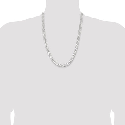 Sterling Silver 7.75mm 6 Side D/C Flat Double Curb Chain
