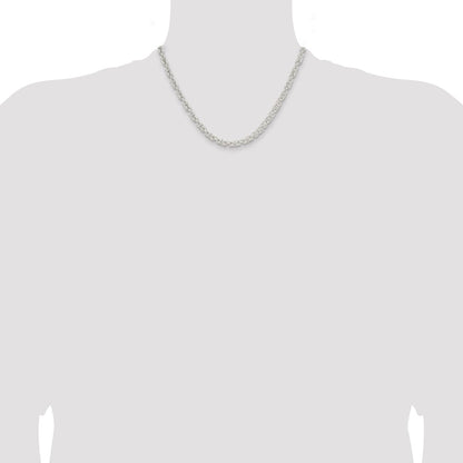 Sterling Silver 4.75mm Rounded Byzantine Chain