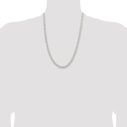 Sterling Silver 5.5mm Rounded Byzantine Chain