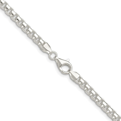 Sterling Silver Rhodium-plated Polished 4mm Round Box Chain
