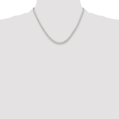 Sterling Silver Rhodium-plated Polished 4mm Round Box Chain
