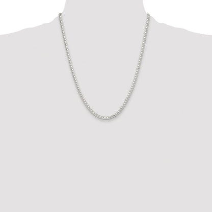 Sterling Silver Rhodium-plated Polished 4mm Round Box Chain