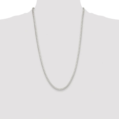 Sterling Silver Rhodium-plated Polished 4mm Round Box Chain